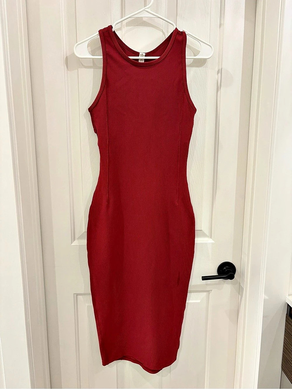lululemon Brunch and Back Dress Ribbed Midi muted Red Size 6